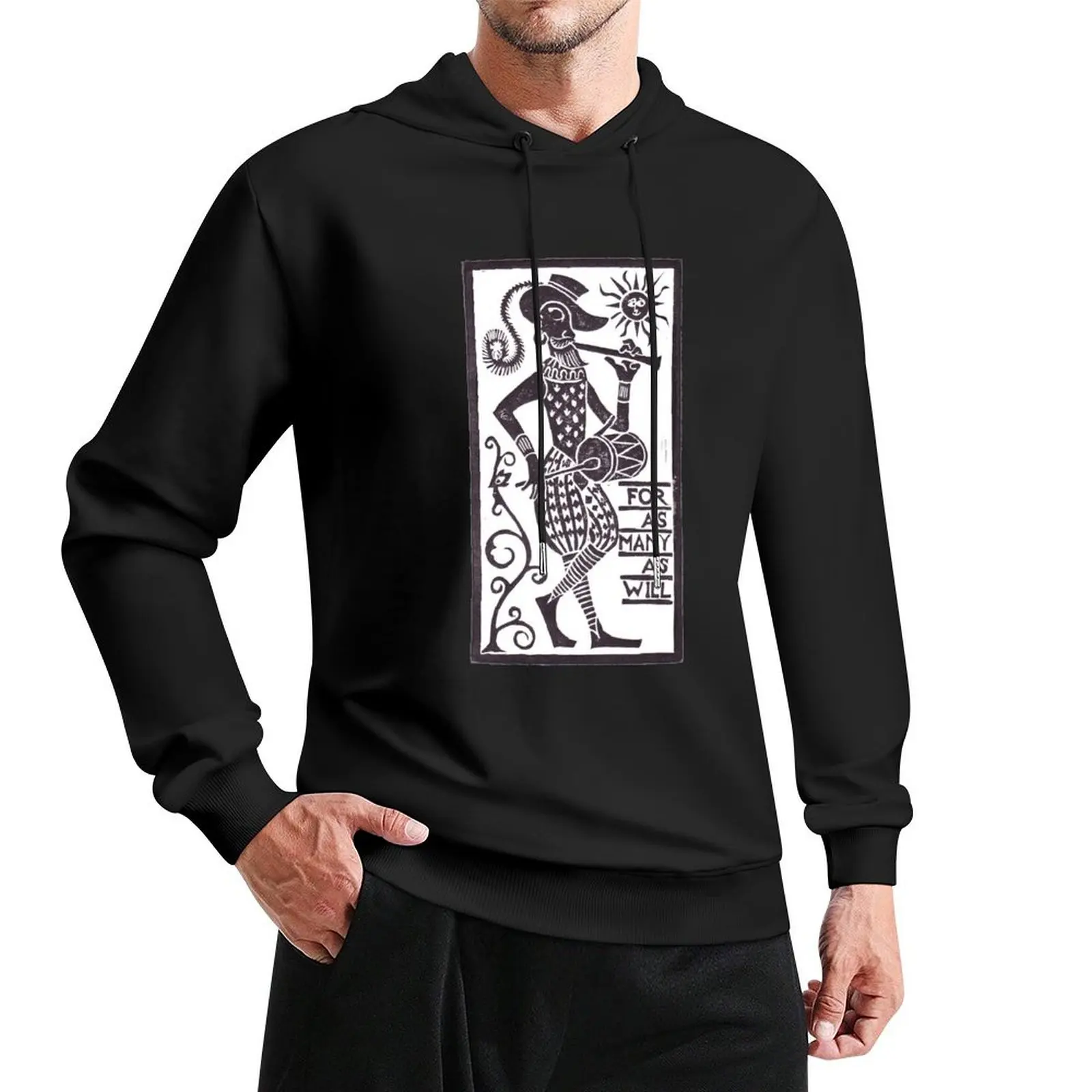 Pipe & Tabor Player (light fill, for dark backgrounds) Pullover Hoodie men's clothing men's oversize hoodie