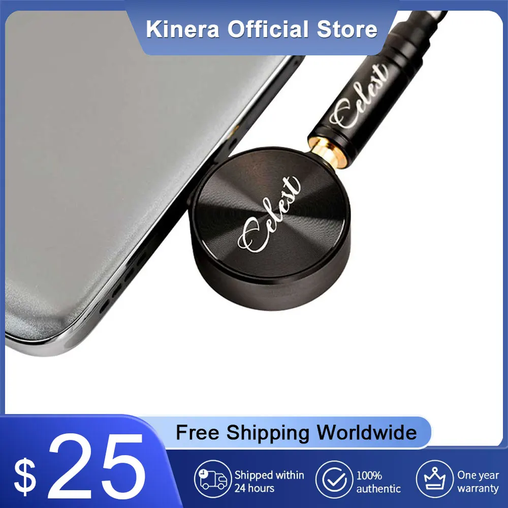 Kinera Celest CD-1 USB Type-C to 3.5mm Decoding DAC Amp 384kHz/32bit Headphone Adapter Chip Converter For HiFi Music Earphone