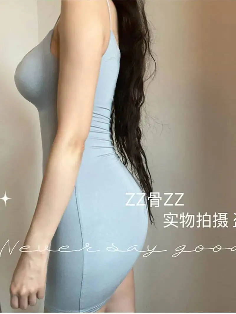 Primavera/novedad de verano Cool Pure Desire Sexy elegante femenino Color sólido vestido de tirantes Vestido corto elegante dulce coreano mujeres VYE2