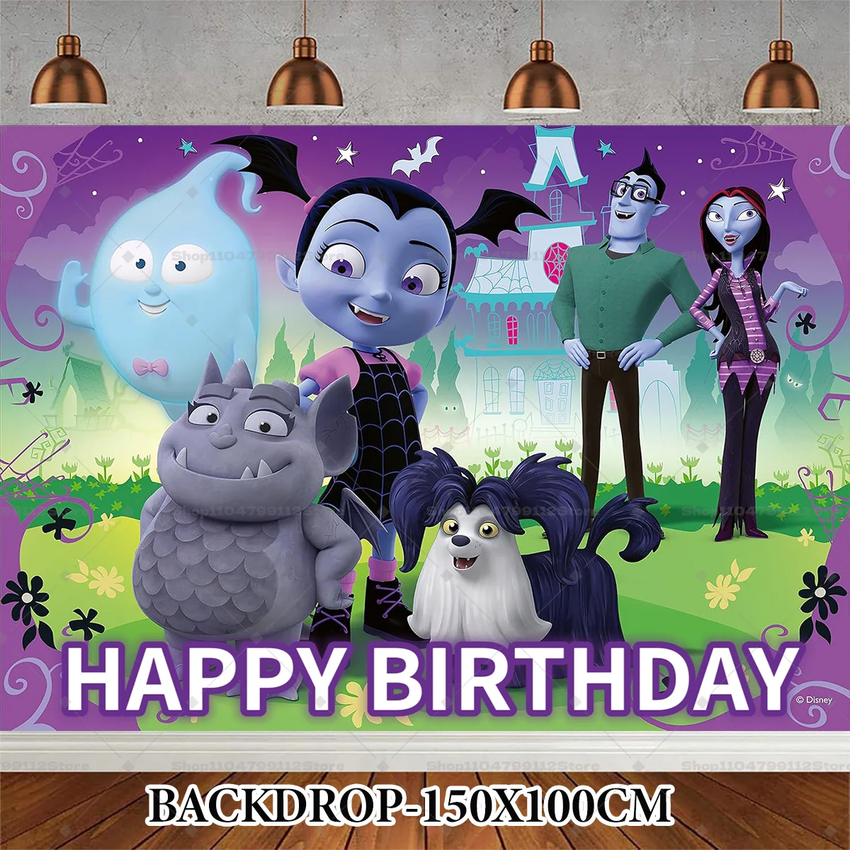 لوازم حفلات أعياد الميلاد من ديزني فامبيرينا، بالون روك للفتيات، أغاني صغار، خلفيات الهالوين، دعائم علوية للكب كيك