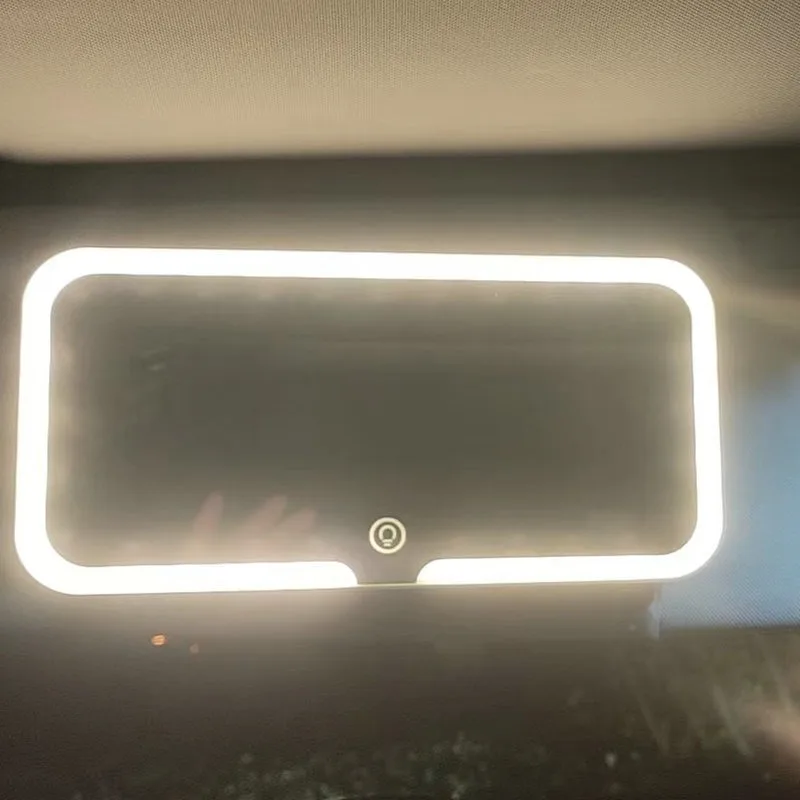 Large Screen Car Vanity Mirror Rechargeable Touch Sensor Cosmetic Mirror 3 Led Light Modes Stepless Dimming Visor Makeup Mirror