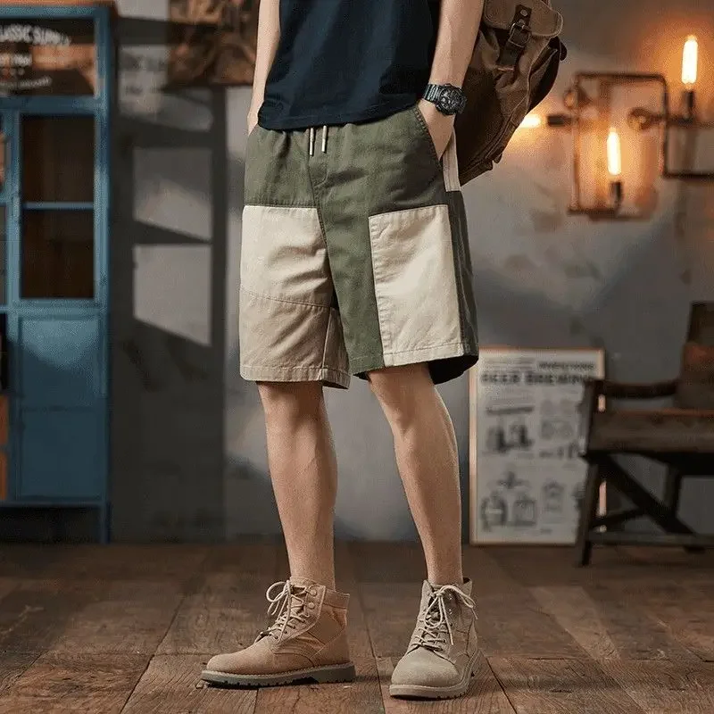 With Draw String Pockets Elastic Waist Baggy Half Long Loose Bermuda Male Short Pants Men's Cargo Shorts Wide Jorts Distressed