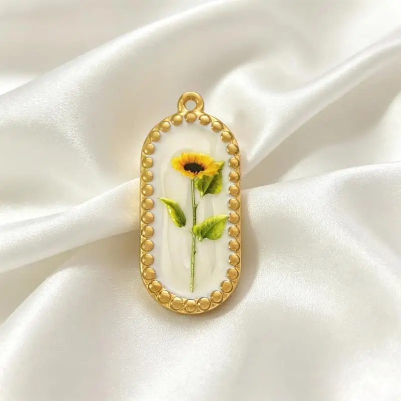 Blumen-Emaille-Anhänger, 5/8 Stück, kleine Größe, für DIY-Arbeiten, zum Basteln von Armbändern, Halsketten, Handybändern und Schmuck. – Detail 14