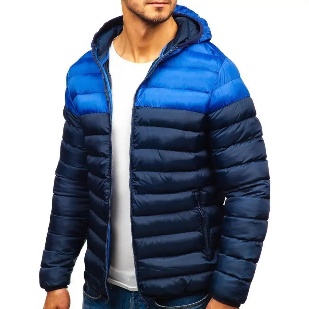 Parka acolchada con cuello con capucha para hombre, abrigos de plumón de algodón, abrigo grueso cálido, abrigo de invierno, moda masculina