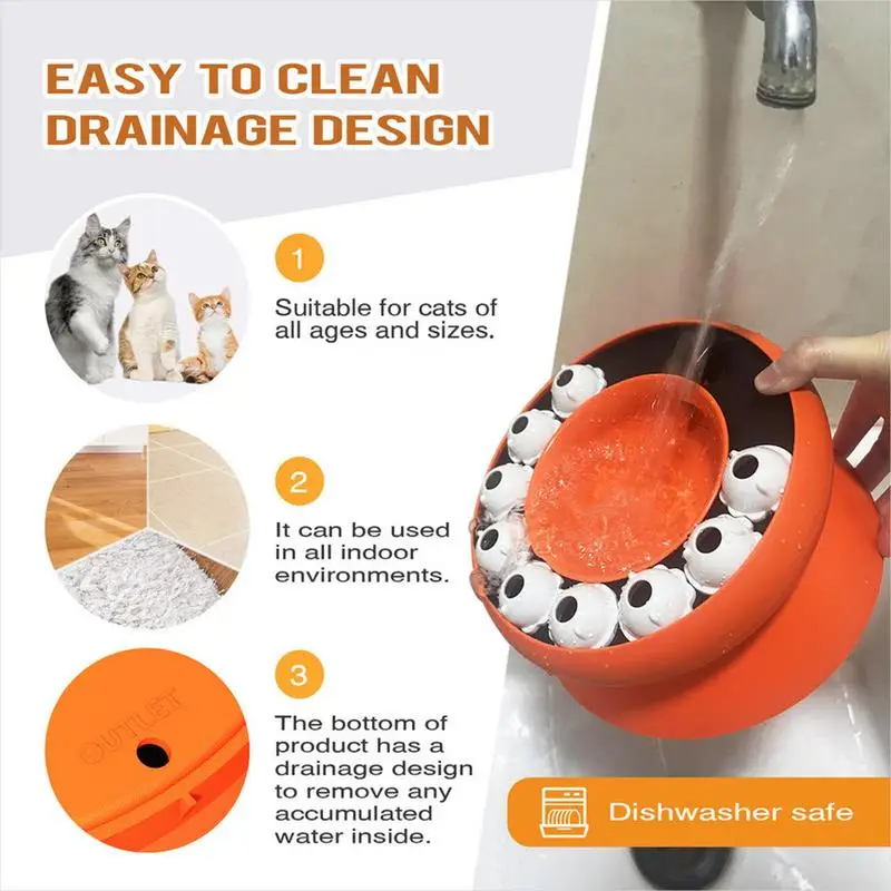 Powolna miska podajnika dla kotów Podwyższona i tytułowa miska podajnika dla kotów Zdrowa jedzenie Dieta Miska dla zwierząt Interaktywna zabawka dla