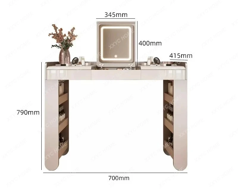 Y1  light luxury dresser high-end bedroom small retractable bedside safe storage integrated clamshell mirror makeup table