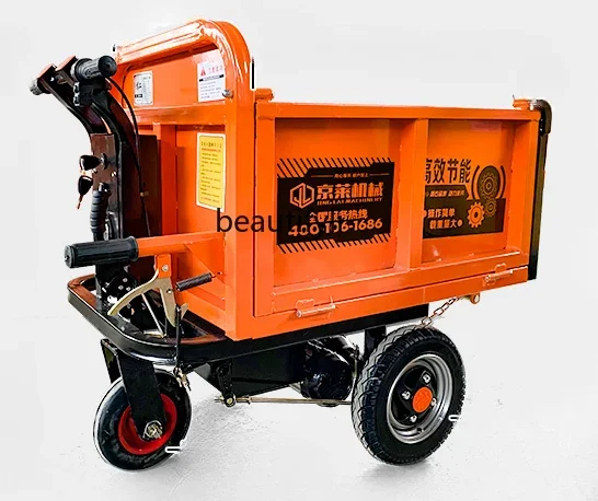 Engineering Electric Trolley Hand Push Three-Wheel Gray Bucket Truck Construction Site Cavalry Tilting Small Handling Brick Sand