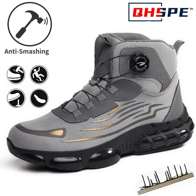 أحذية أمان عالية الجودة سميكة الدورية زر مكافحة تحطيم ثقب واقية الرجال سلامة التنس غطاء صلب لأصبع القدم 37-48