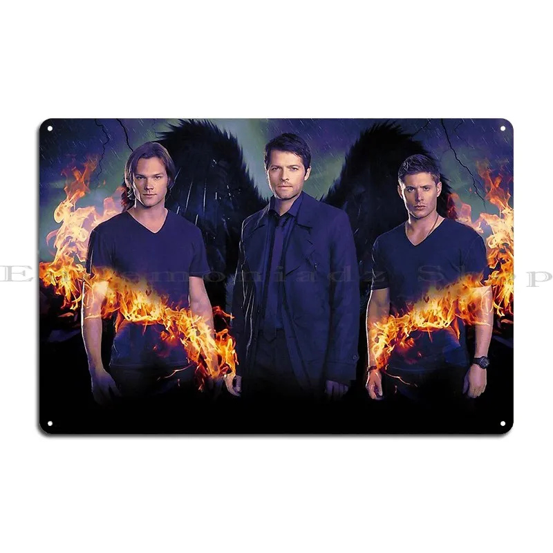 Sam Castiel Dean Supernatural Metal Sign Bar Printing Cinema Club Bar Wall Cave Tin Sign Poster
