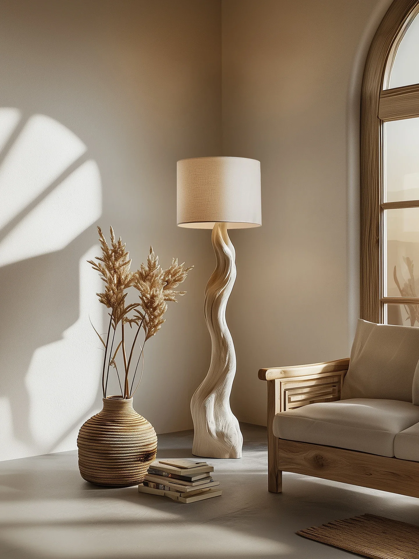 

LJYwabi sandy wind old solid wood floor-to-ceiling high-end medieval style modern art living room decorative vertical ornament