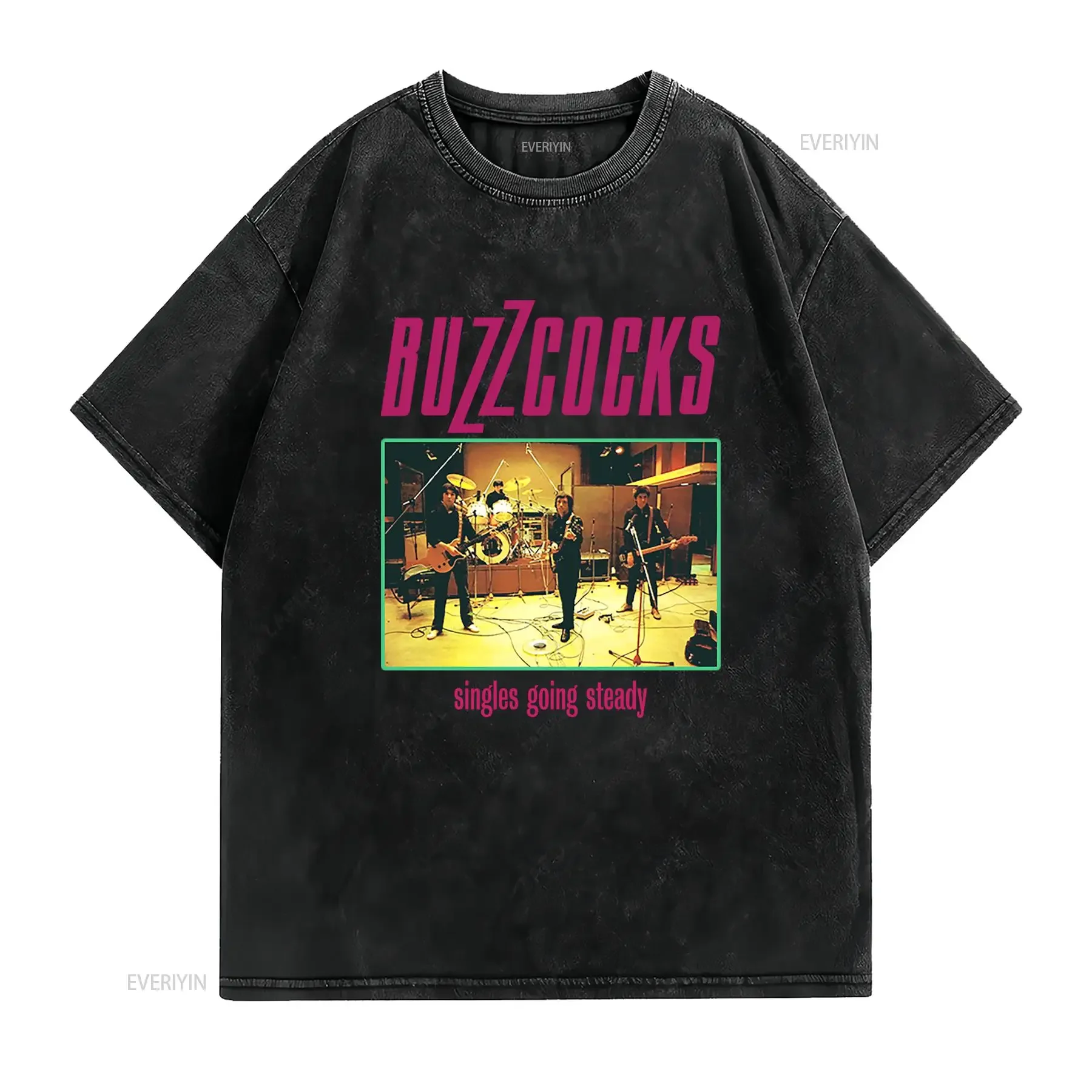 Vintage Punk Rock Buzzcocks Singles Going Steady Album Print Casual T Shirt vintage Washed Comfortable homme streetwear