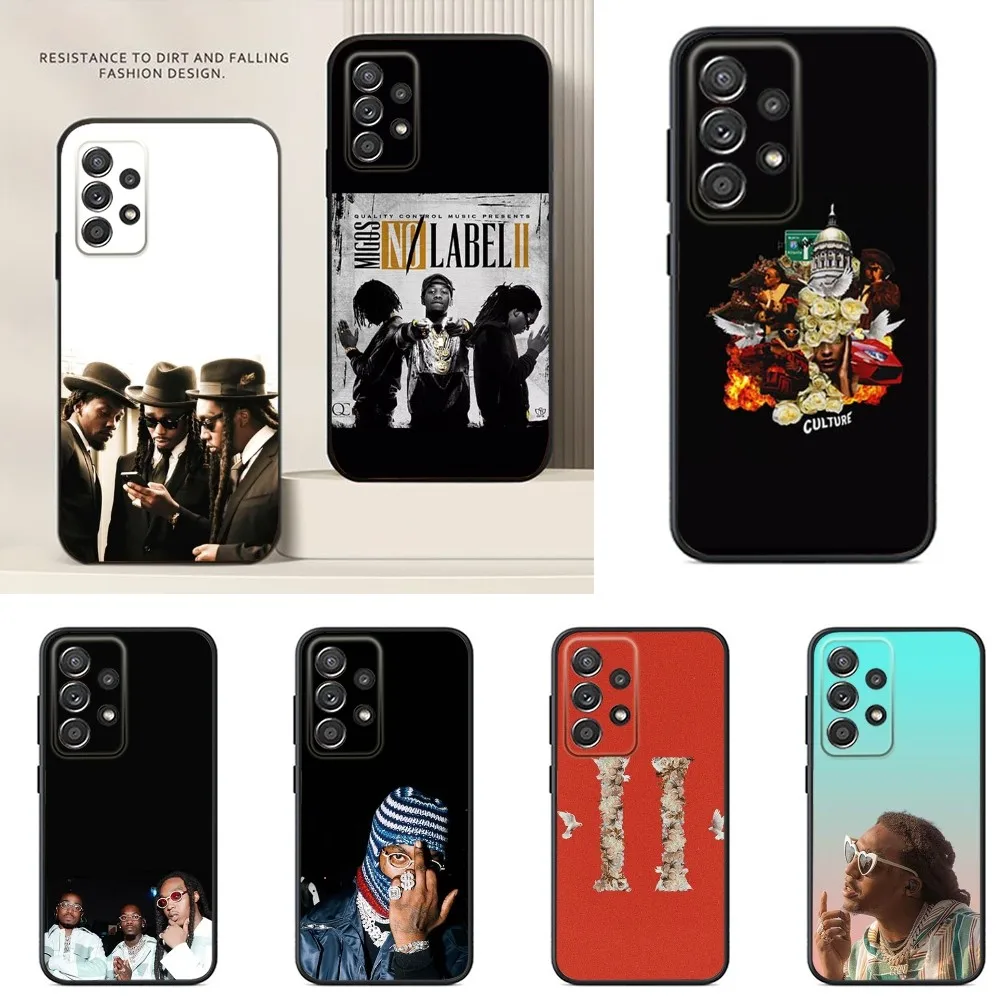 Migos Hip Hop Group Phone Case For Samsung S24,S23,S22,S21,S20,S10,S10E,S9 Ultra Plus FE Note 20 Ultra 10 9 Plus Black Case