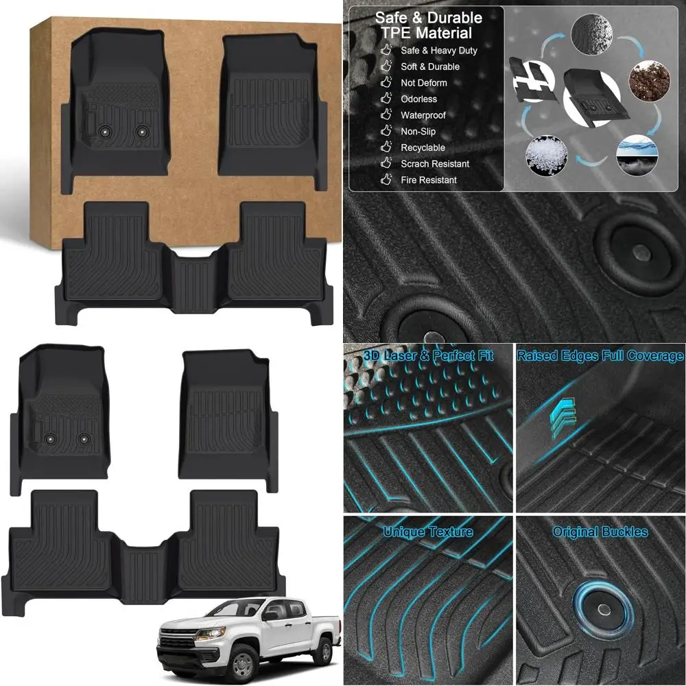 

Коврики для Chevrolet Chevy Colorado Crew Cab 2015-2022 и GMC Canyon Crew Cab 2015-2022, водонепроницаемые нескользящие коврики TPE All We