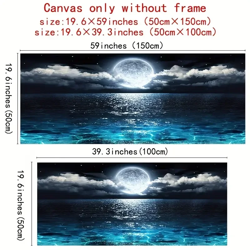 1pc Poster And Printmaking Of Modern Ocean And Night Moon Landscapes Canvas Painting  Interior Gallery Home Wall Decor No Frame