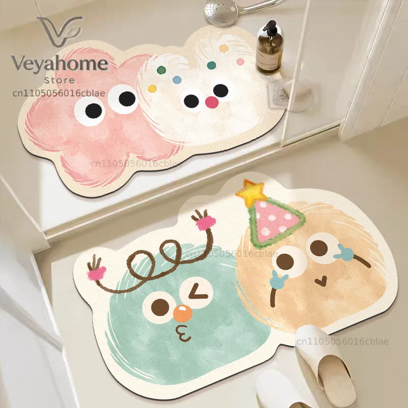 Japanese cartoon bathroom absorbent floor mat household bathroom door non-slip foot mat toilet diatom mud quick-drying carpet