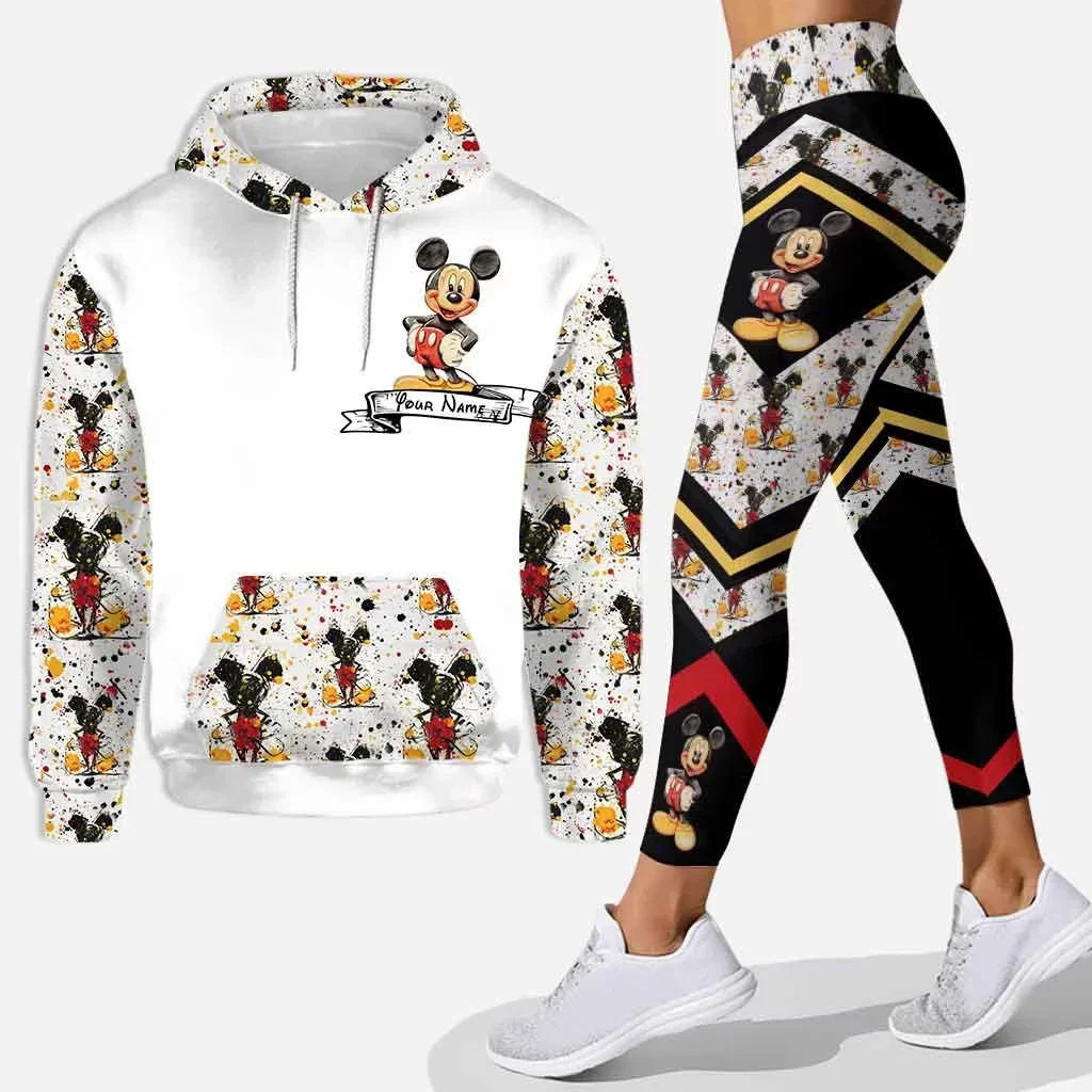 Disney Mickey 3D setelan Hoodie wanita Hoodie Y2k celana Yoga celana olahraga modis setelan olahraga Minnie Hoodie Yoga Legging Set