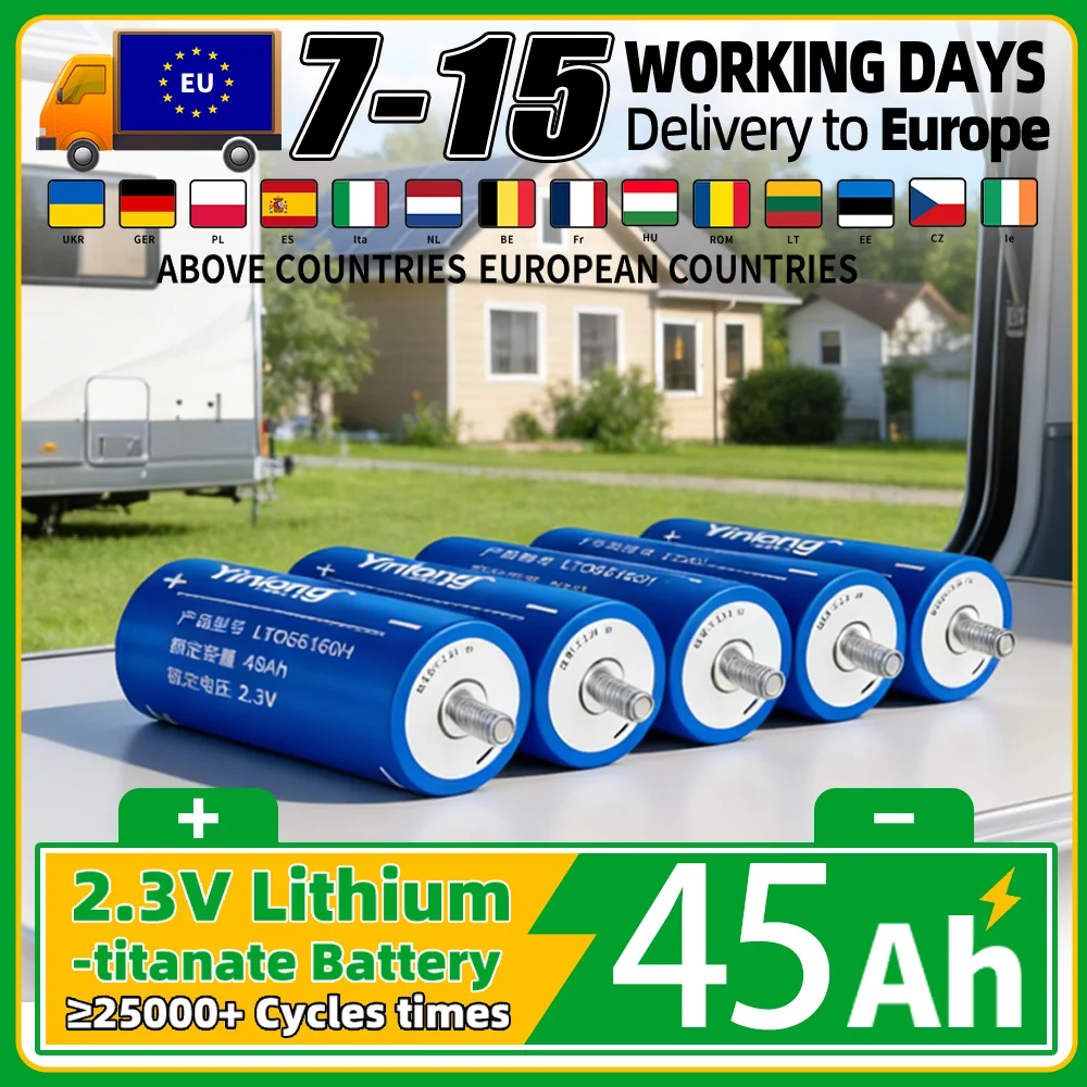 2,3V 45AH Lithium-Titanat-Batterie 25000 Zyklen Klasse A 10C Hochleistungs-LTO 66160 Werkzeug-Akku-Zelle für EV-Auto-Audio EU-Lagerbestand