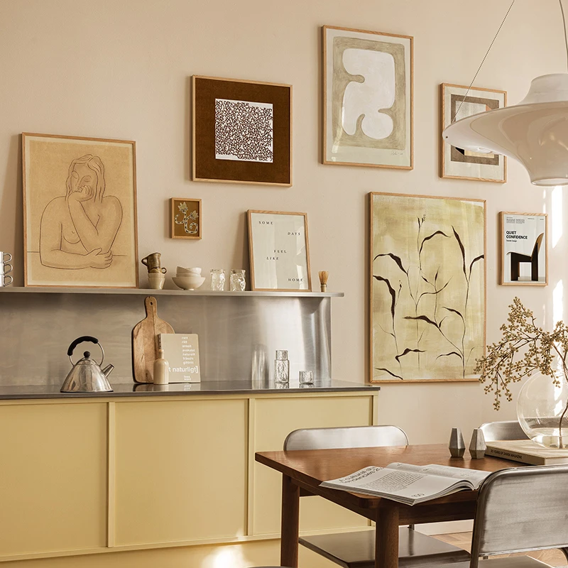 

Retro Calm Wall Curvature Geometry Flower Soft Nature Canvas Print Decoration Picture Abstract Painting Art Poster Living Room