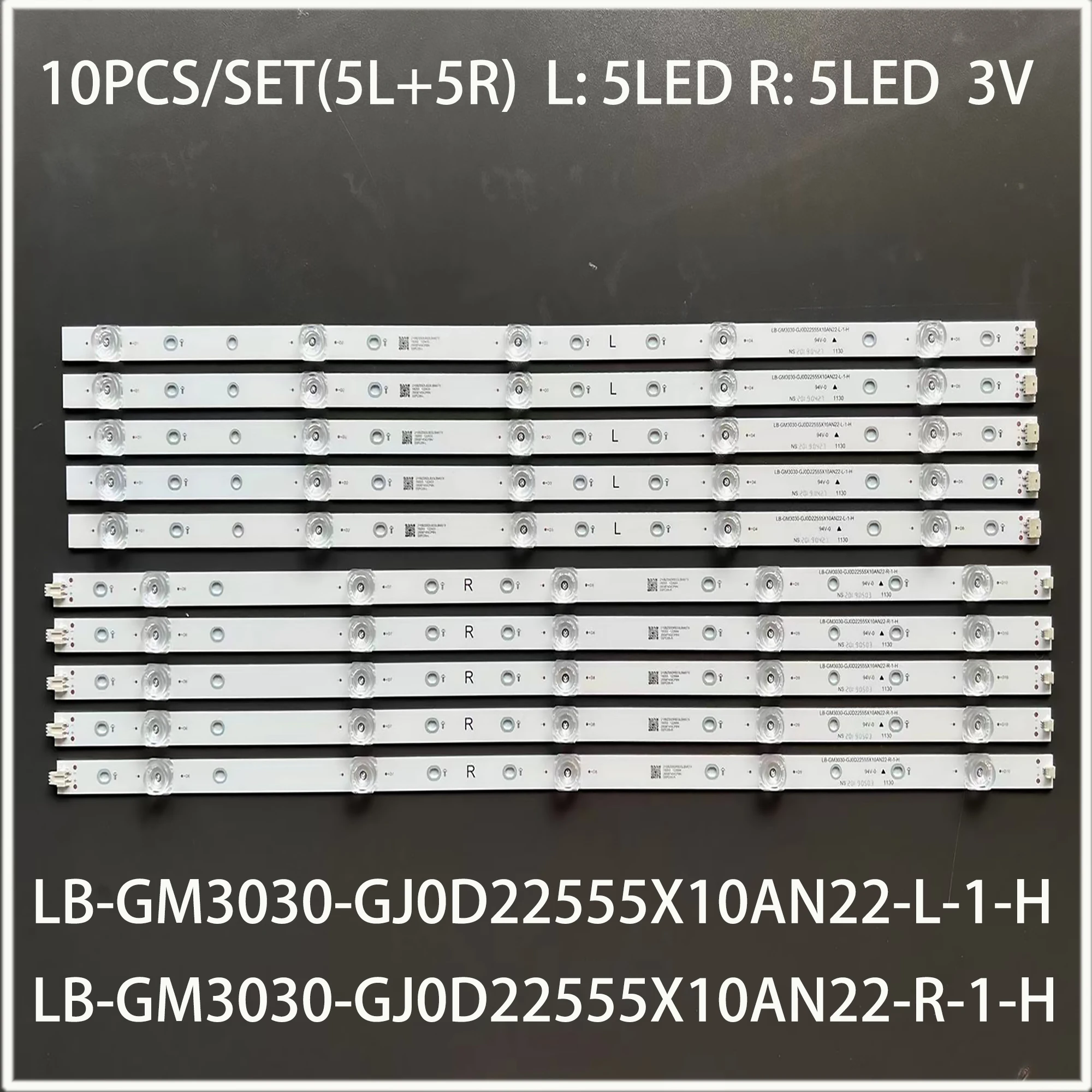 Kit 10pcs LED bar for LB-GM3030-GJ0D22555X10AN22-R-1-H L T 55PUS7304 55PUS6704 55PUS7394 55PUS7504 TPT550J1-QUBH84.K 55PUS6754