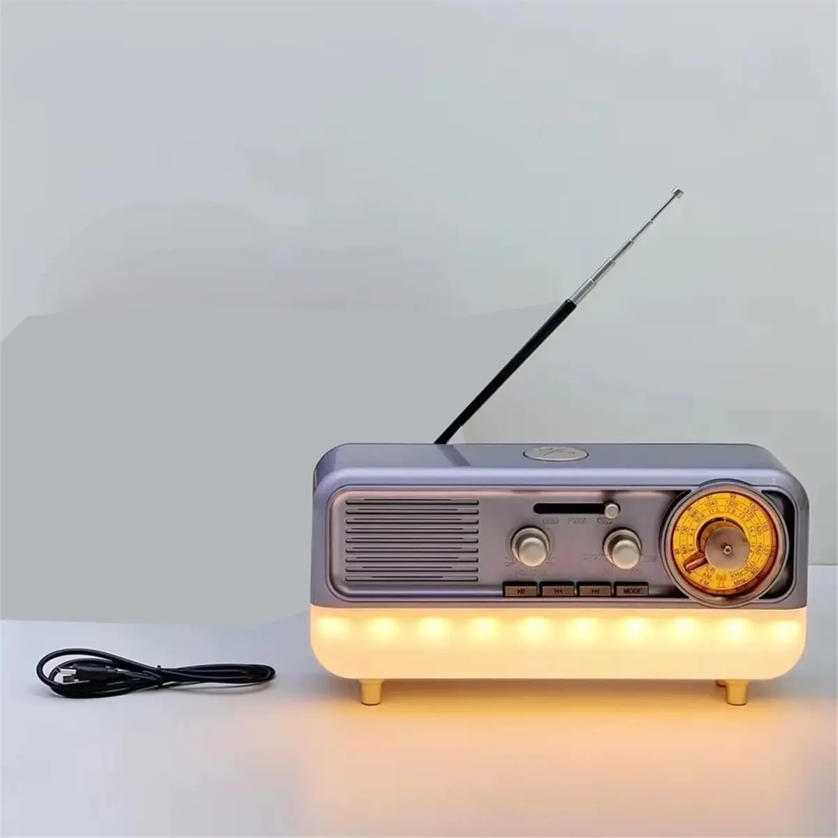 

Vintage Portable Bluetooth Speaker Wireless Multi-Band Radio SD Player Retro Desktop Audio System