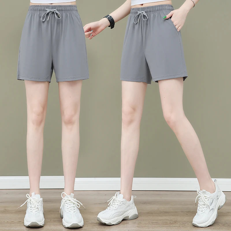 New Women'S Summer Running Casual Stretch Ice Silk Outdoor Sports Pants High Waisted Versatile Loose Thin Quick Drying Shorts
