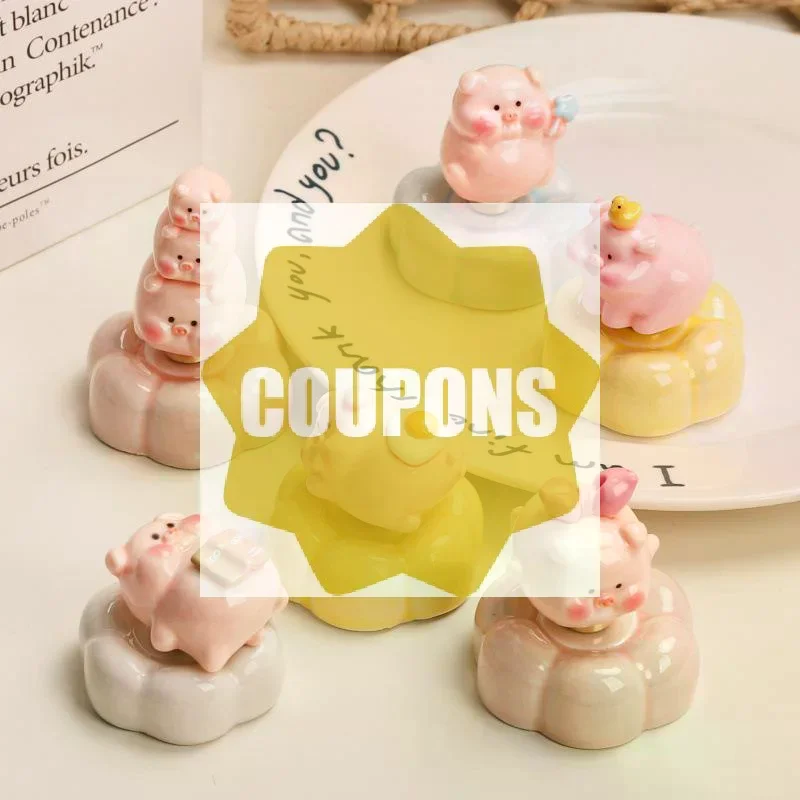 Creative Resin Pink Pig Figurine Stackable Pig Rotating Pig With Bearing Flower Base Desktop Ornament