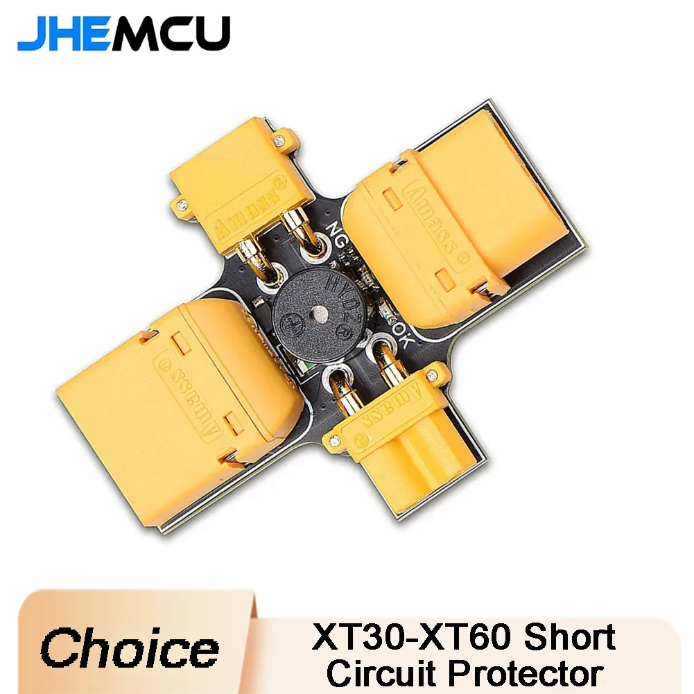 

JHEMCU дымовая пробка XT30-XT60 защита от короткого замыкания встроенная звуковая сигнализация 1-8S Lipo 30 В 2,5 А-3,5 А для RC FPV Drone