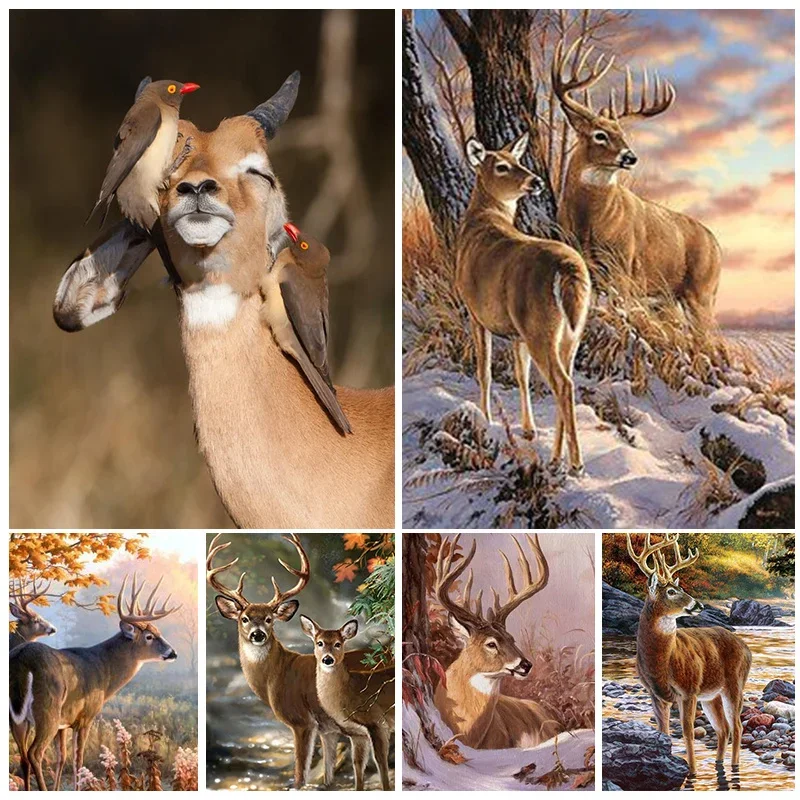 

5D Diamond Painting Deer In The Snow Diamond Mosaic Painting Kits Animals Full Drill Rhinestone Embroidery DIY Home Decor