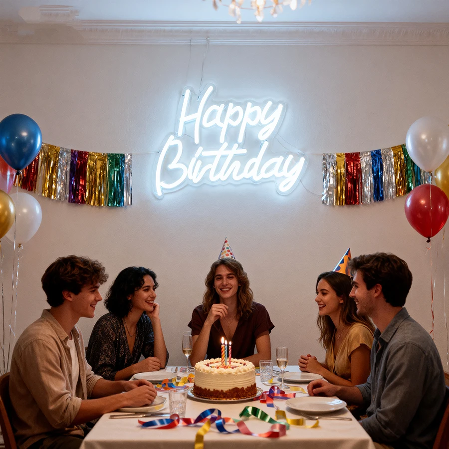 Happy Birthday Neon Sign Birthday for Party Wall Decor, USB Powered, Gift for lover
