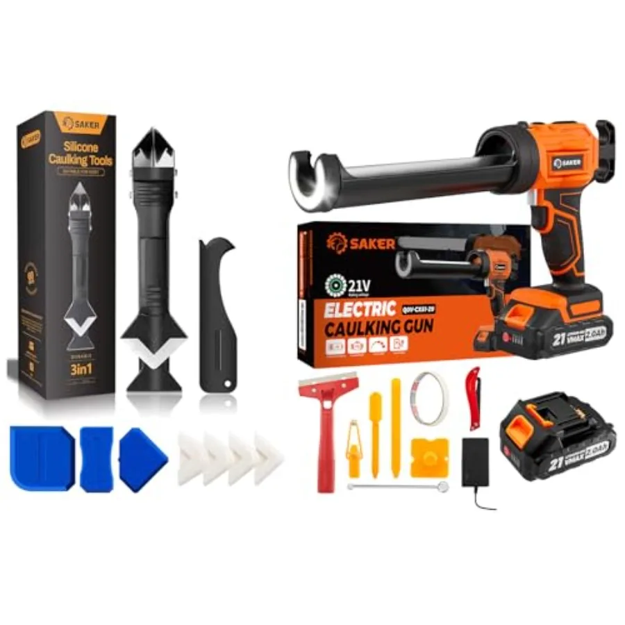 

Cordless Electric Caulk Gun with 3-in-1 Silicone Caulking Tools Set for Seamless Drip-Free Application Adjustable Speeds
