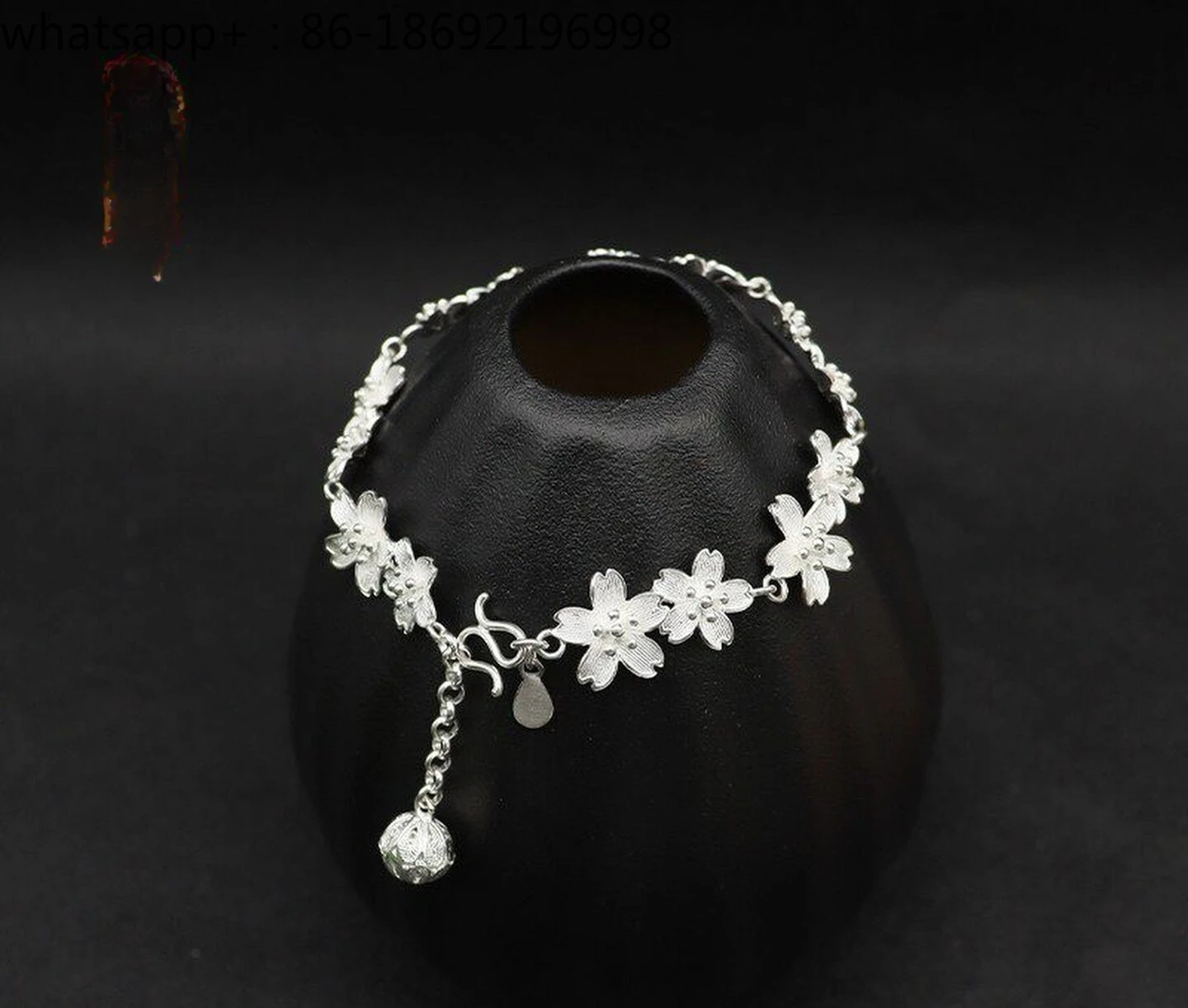 Foot Silver Cherry Blossom Bracelet Women's Exquisite and Versatile Temperament Light Luxury Cherry Blossom Jewelry