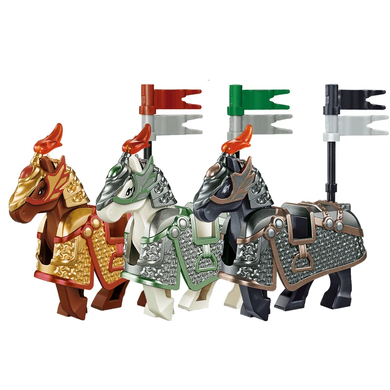 1pcs Battle Steed Warrior Lion Cavalryman Castle Dragon Knights horse Building Block Knight Brick figure toys for Kids gifts