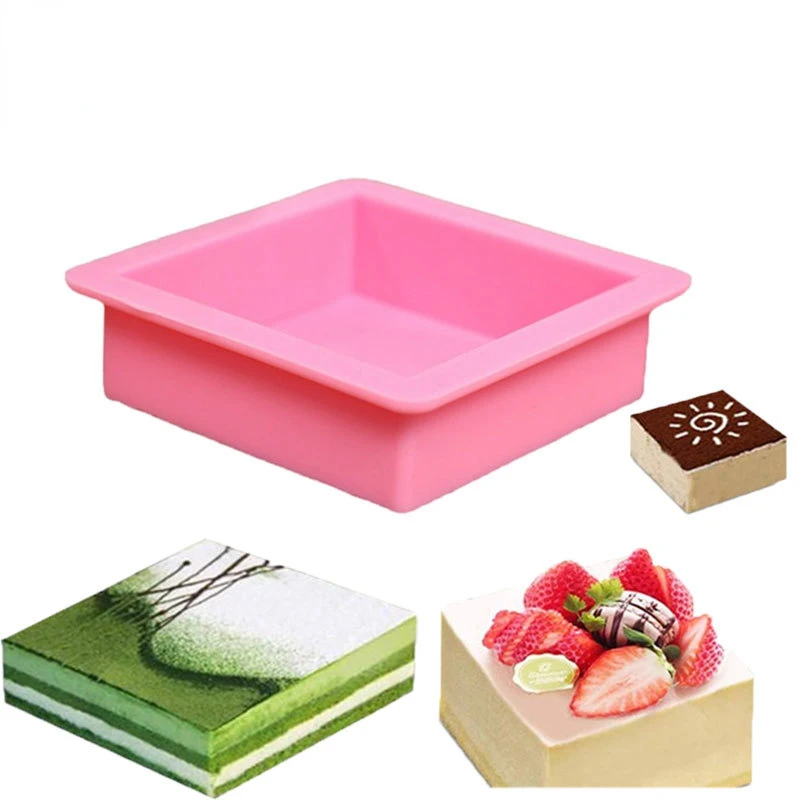 

Non-Stick Square Silicone Baking Pan Cake Mold 3D Dish Cakes Form Tray for Oven,Safe Material,