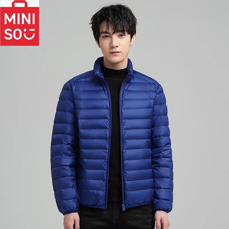 

MINISO осенне-зимняя популярная куртка с капюшоном мужская легкая хлопковая куртка модная повседневная универсальная пуховая хлопковая куртка в рубчик c