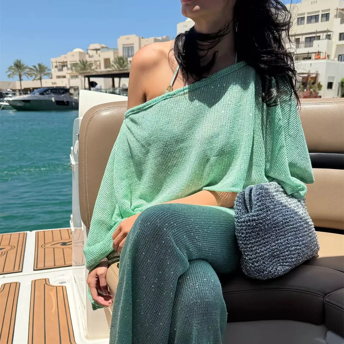 

Women Summer Holiday Beach Knitted Cover-ups Sleeveless T-shirt Pullover Cape Poncho Crop Tops Dressy Wrap Bolero Shrug