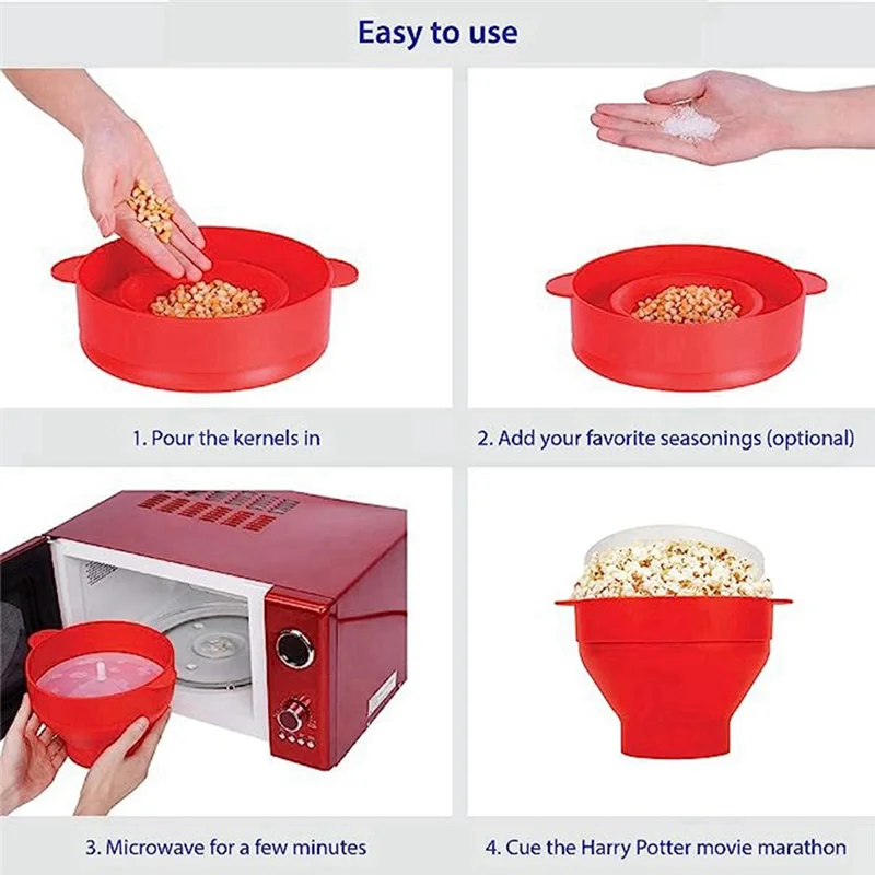 1 Piece Silicone Popcorn Maker Collapsible Popcorn Bowls Popcorn Container With Lids