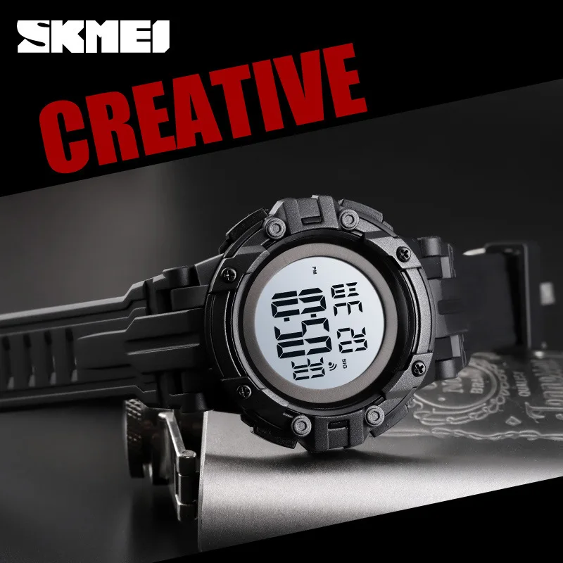 Skmei في الهواء الطلق تسلق الجبال الذكور طالب ساعة إلكترونية متعددة الوظائف غير الميكانيكية الرجال مقاوم للماء ساعة إلكترونية