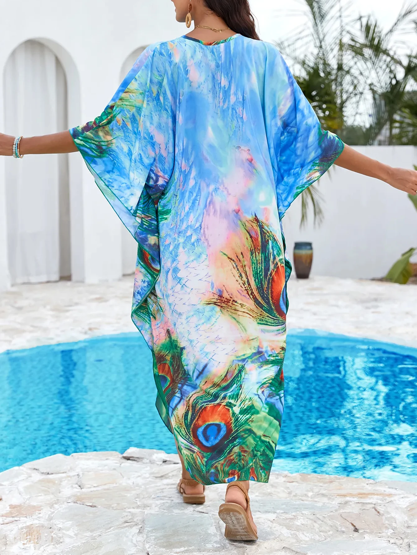 Abiti caftano da donna Costume da bagno taglie forti Copricostume caftano maxi abiti da spiaggia