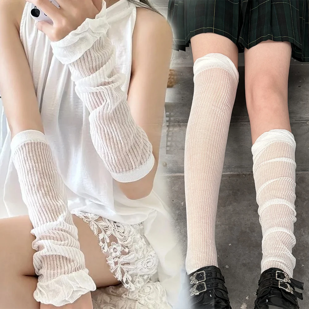 1/2 paar Kawaii Y2K Mädchen Rüschen Knie Socken für Frauen Mädchen Süße JK Lolita Ballett Stil Lange Strümpfe Mode arm Abdeckung Bein Socke