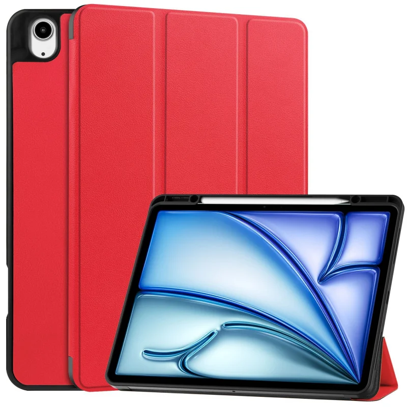 

Tablet Case For iPad Air 13 (M2/M3)Tri-Fold Stack TPU Pen Slot Soft Case Stand Protective Cover
