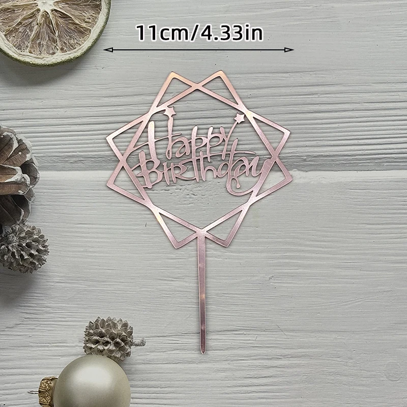 Einfacher Tortenaufsatz „Alles Gute zum Geburtstag“, Silber, Rosa, Gold, Acryl, für Kinder, Babyparty, Party, Dessert, Kuchendekoration, Geschenkzubehör – Detail 13