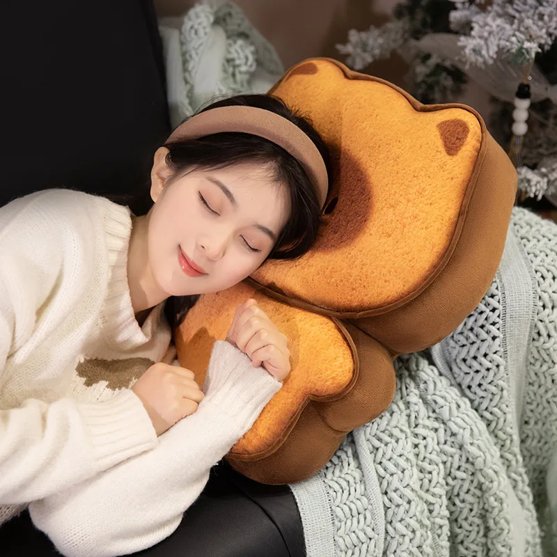 Kawaii การ์ตูนเหมือนจริงเนยบิสกิตแมว Capybara ตุ๊กตาของเล่นตุ๊กตาอาหารขนมขบเคี้ยวเค้ก Plushie คุกกี้แมวตุ๊กตาของเล่นสําหรับเด็ก