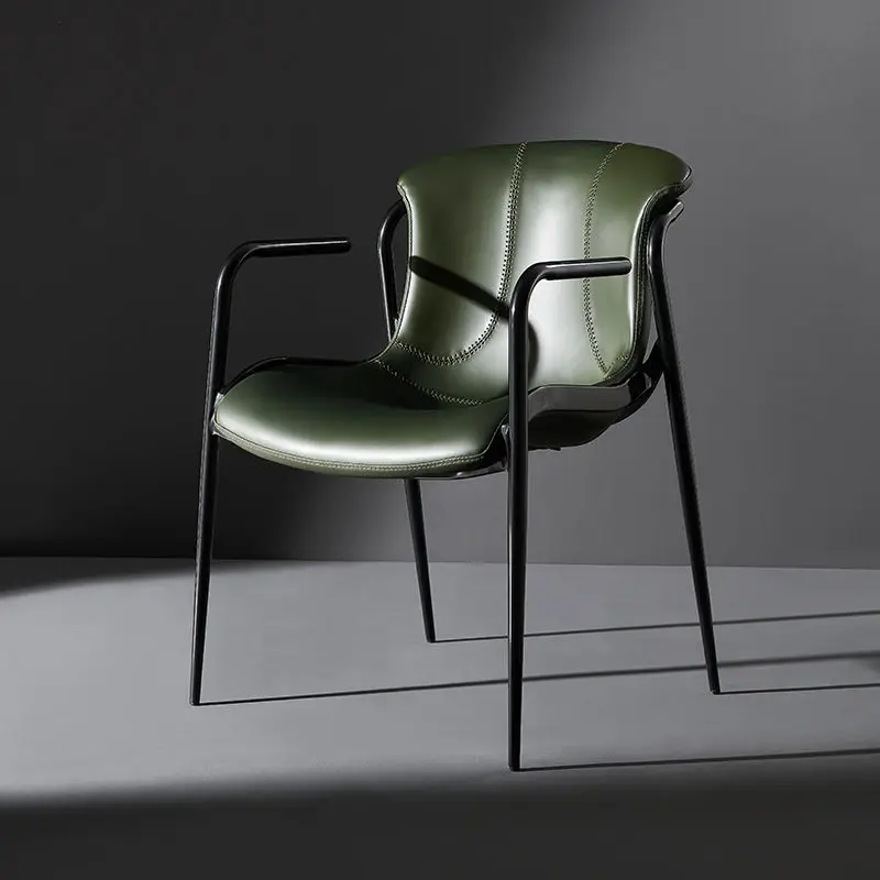 

Italian Saddle Leather Dining Chair - Minimalist Designer Armchair for Home & Office