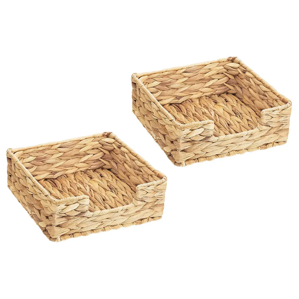 

2pcs Woven Holder Square Guest Towel Holder Rustic Napkin Stand For Home Restaurant Hotel Desktop Napkin Storage Rack