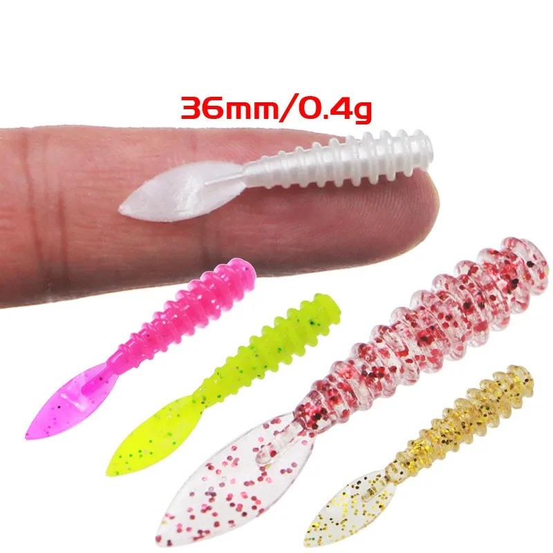 10PCS/50PCS Angeln Lockt 36mm/0,4g UV Rockfishing Swimbait Jigging Köder Weichen wurm Salzwasser Jig Kopf Köder für Bass Angeln