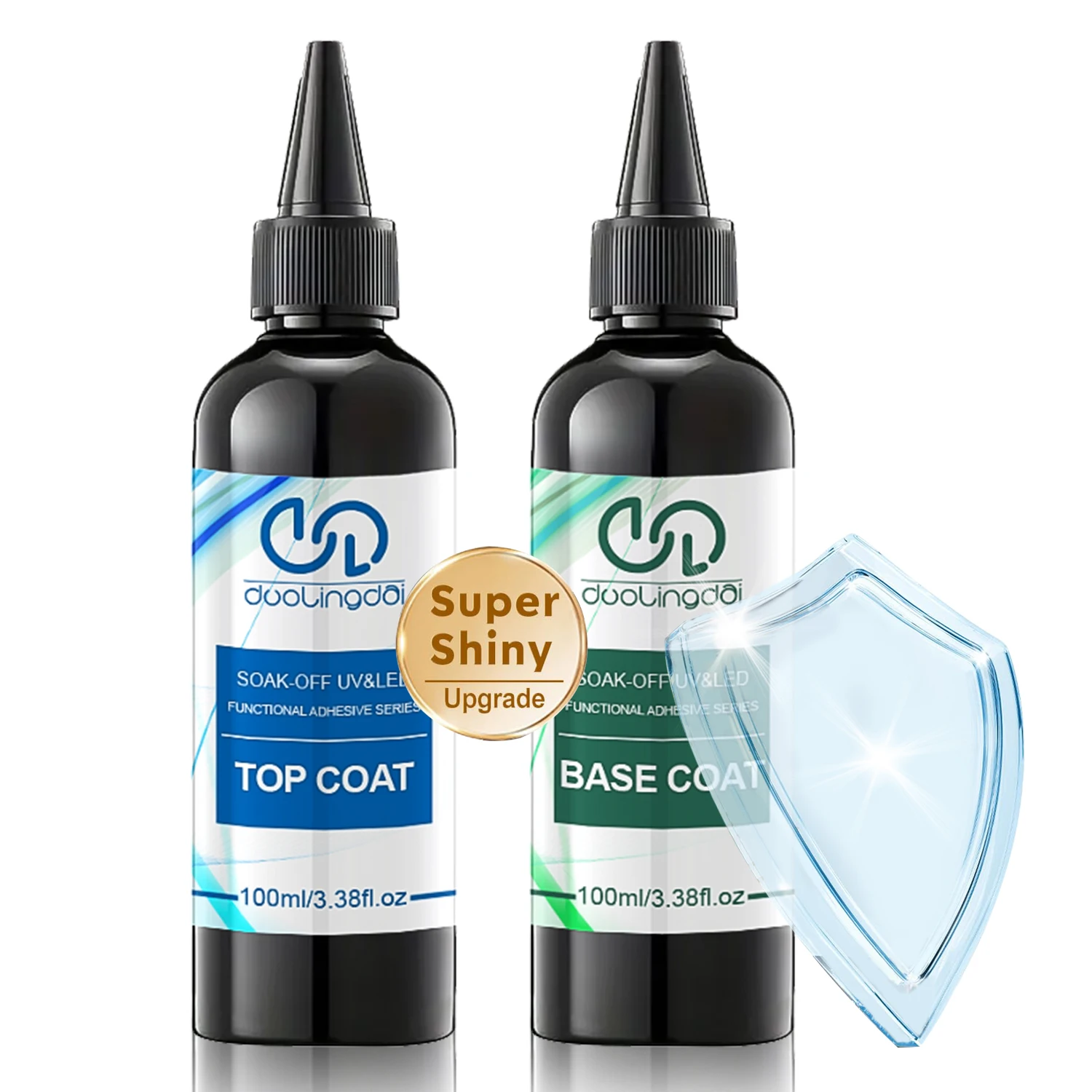 Gelpolish 100 ml Set top coat e base in gel senza salviette - Finitura lucida e lunga durata, Soak Off Top coat in gel per lampada per unghie a LED
