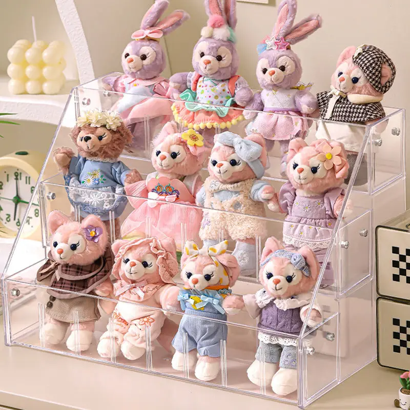 Display Rack For Disney Lina Bell Doll Multi-layer Plush Doll Storage Box Acrylic Transparent Ladder Cabinet For Stella Lou Doll