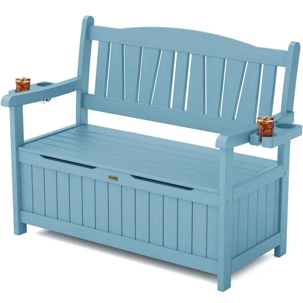 

Outdoor Storage Bench for Patio Heavy Duty Garden Bench with 96 High Backrest amp Oversized Seating HIPS Weatherproof Patio Ben