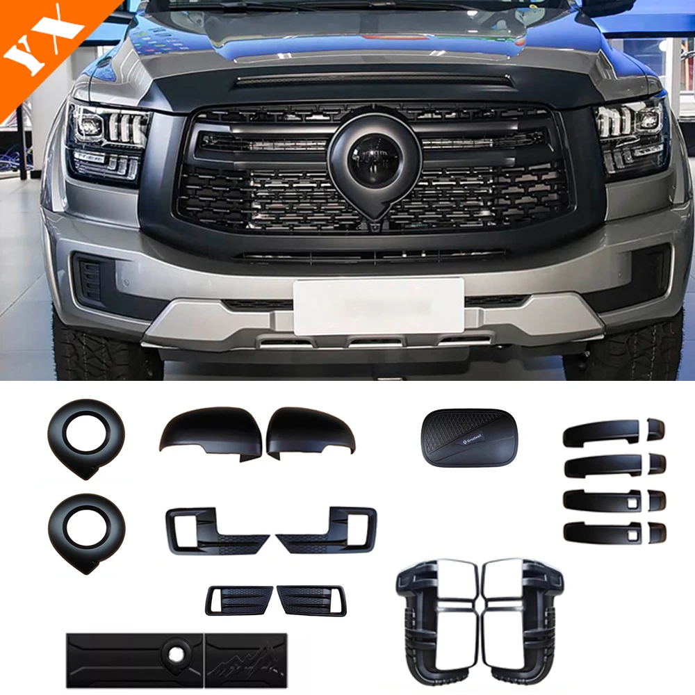 For GWM Cannon ultra Poer 2025 2026 accessories Black Car Rearview Mirror.Front Rear Fog Light,Handle Cover,Car Logo Cover