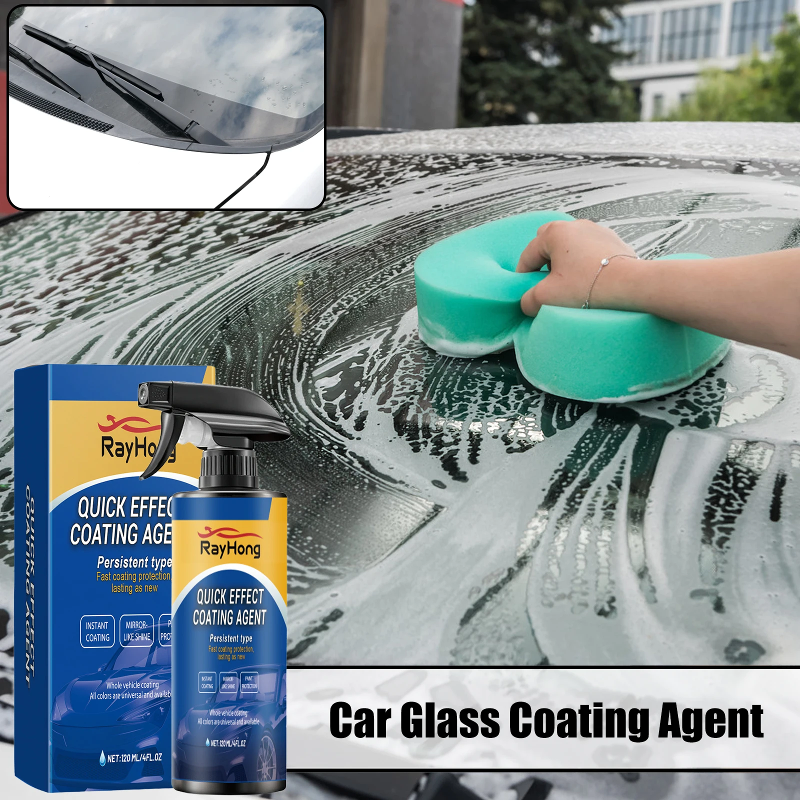 

RayHong 120ml Car Glass Coating Agent Cars Oil Film Remover Quick Effect Cleaner For Cleaning Board, Windshield, Car Window